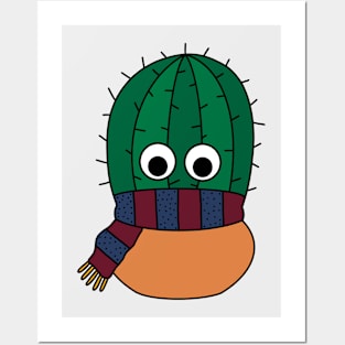 Cute Cactus Design #209: Autumn Cactus With Scarf Posters and Art